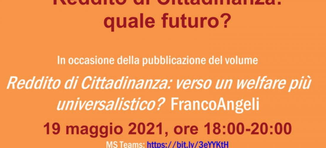 Presentazione reddito di cittadinanza 19 maggio 2021